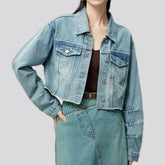 Light stonewashed cropped women's denim jacket