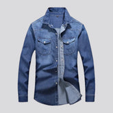 Light western casual men's denim shirt