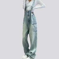 Lightweight slouchy style women's denim overall