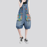 Lightweight street art baggy women's jean romper