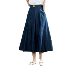 Long classic denim skirt for ladies