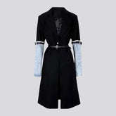 Long stylish mixed pattern women's jean coat