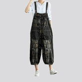 Loose fit with pockets women's denim bib