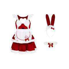 Lovely Hollow heart Bunny Christmas Maid Dress PE119