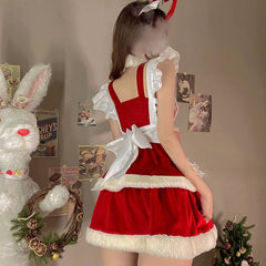 Lovely Hollow heart Bunny Christmas Maid Dress PE119