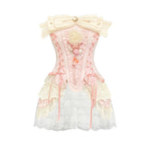 Lovely Kawaii Princess Style Peach Lace Up Moon Corset Dress