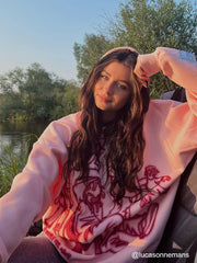 Cartoon Line Character Print Hoodie