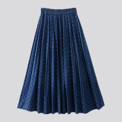 Maxi length boho denim skirt