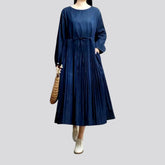 Maxi smocked waist jean dress