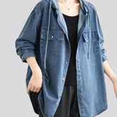 Medium casual oversized denim jacket for women