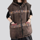 Medium fit vintage patchwork women's denim vest