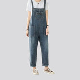 Medium patterned roll hem women's jeans overall