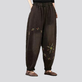 Medium rise boho style women's jeans joggers