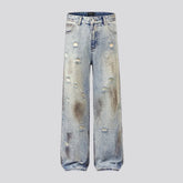 Medium rise creased men's jeans