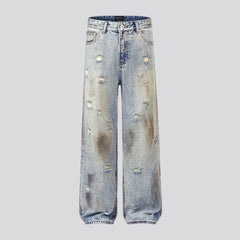 Medium rise creased men's jeans