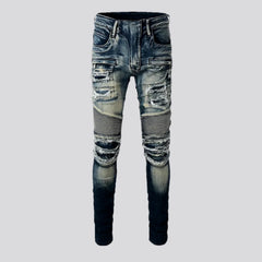 Medium rise stretchable biker men's jeans