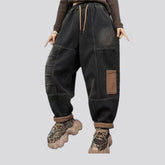 Medium rise stylish baggy women's jeans joggers