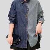 Medium striped extra-large denim shirt for women