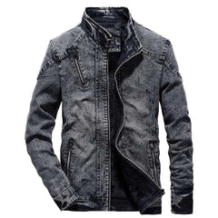 Men's jeans jacket with zippers