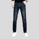 Mid rise elastic dark men's jeans
