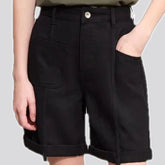 Mid rise loose fit fashion denim shorts for women