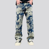 Mid rise loose fitting men's jeans