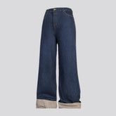 Mid-rise plaid cuffs jeans for men