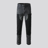Mid rise retro whiskered jeans for men