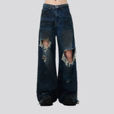 Mid rise torn cutout men's jeans