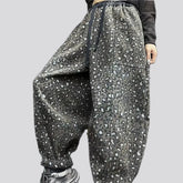Mid-waist baggy women's denim joggers