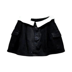 Mid-waist denim skort for ladies