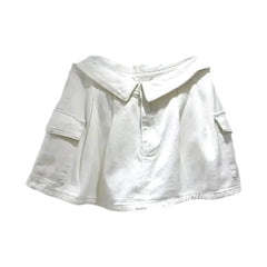 Mid-waist denim skort for ladies