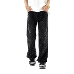 Mid-waist embroidered jeans for men