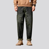 Mid-waist loose-fit faded wash men's jeans