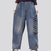 Mid waist stylish denim joggers for ladies