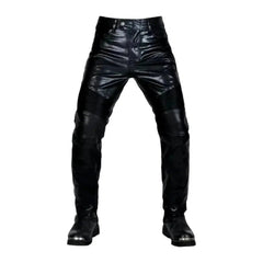 Mid-waist wax moto jeans for men