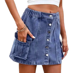 Mini light-wash jean skirt for women