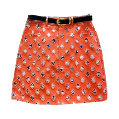 Mini ripped denim skort for women