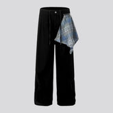 Monochrome plaid baggy men's jean pants