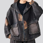 Multi-color medium fit denim jacket for ladies