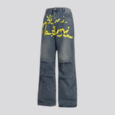 Multi-layer wide fit men's jeans