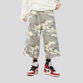 Multicolor boho style men's jeans shorts