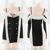 Nun Style Sailor Suspenders Cross Long Sleeves Lingerie Dress EE0957