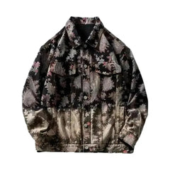 Oversized contrast denim jacket for men