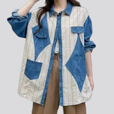 Oversized fashion denim shirt for women