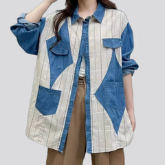 Oversized fashion denim shirt for women