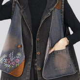 Oversized retro design women's jean vest