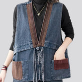 Oversized women's jean vest