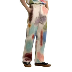 Painted denim pants for women