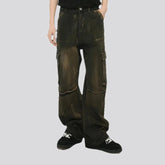 Painted mid waist men's jeans